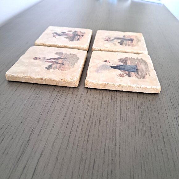 VTG Golf 19th-c Images Coaster Set Handcrafted Marble Giftware by Studio Vertu - Picture 6 of 9